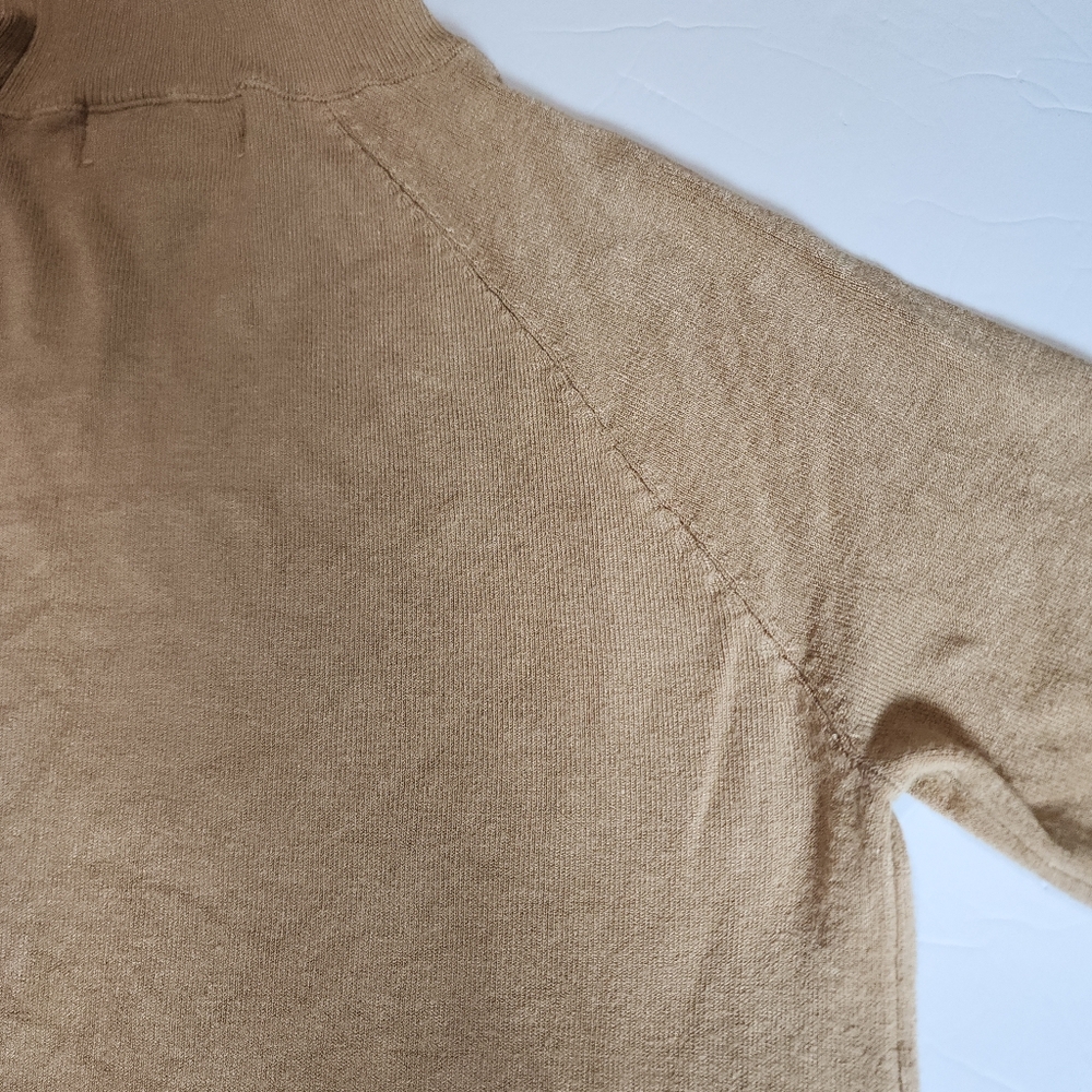 Philosophy Ribbed Mock Neck Sweater Tan Knit 3/4 Sleeve Size XS - Picture 8 of 12
